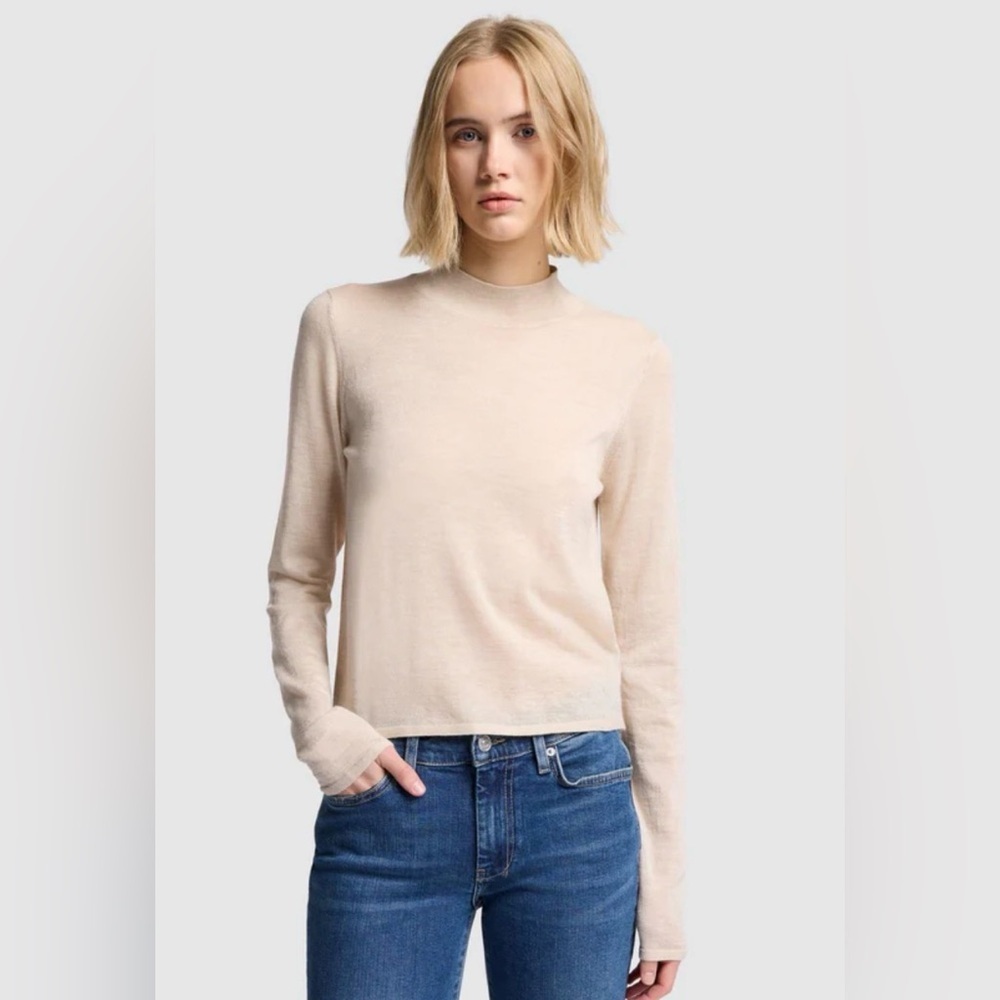 NEW 7 FOR ALL MANKIND - 100% Cashmere Mock Neck Top